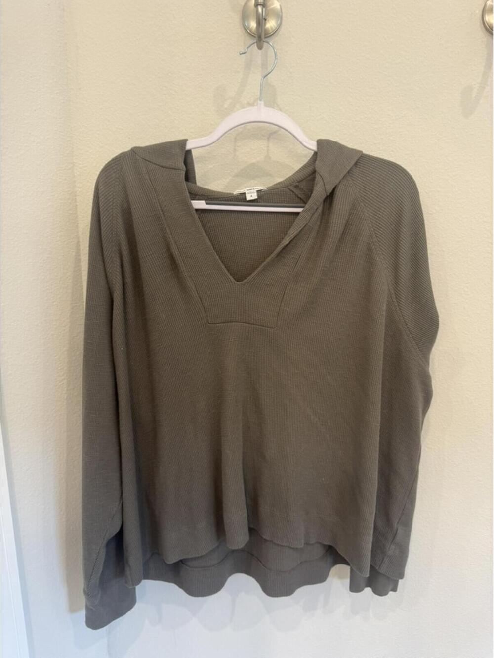 James Perse Green Standard Hooded Pullover Sweater Size 4